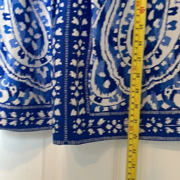 Donna Morgan Silk Classic Blue and White Dress - Picture 9 of 9